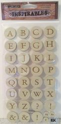 Inspirables, Metallic Cream ALPHABET, leather scrapbook stickers (Sticko)