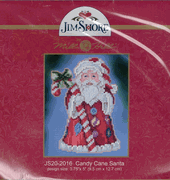 Jim Shore, Candy Cane Santa, Christmas Counted Cross Stitch Perforated Paper Kit, 3.75" x 5" (Mill Hill)