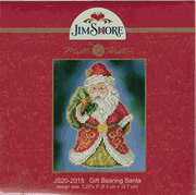 Jim Shore, Gift Bearing Santa, Christmas Counted Cross Stitch Perforated Paper Kit, 5"x3.5" (Mill Hill)