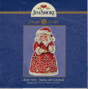 Jim Shore, Santa with Cardinal, Christmas Counted Cross Stitch Perforated Paper Kit, 3" x 5" (Mill Hill)