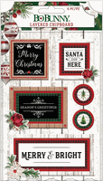Joyful Christmas, Layered Chipboard Stickers, scrapbook 5x7" (BoBunny)
