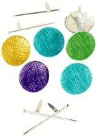 Knitting, craft scrapbook brads, 12/pack (Eyelet Outlet) 