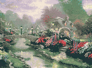 Lamplight Bridge, 16x12", embellished cross stitch kit (Thomas Kinkade)