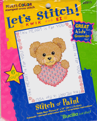 Let's Stitch!, Teddy Bear Picture, 8" x 10", stamped cross stitch kit (Bucilla)<br><font color=red>25% off</font>