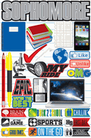 Making the Grade, Sophomore, school 3D scrapbook stickers (Reminisce)