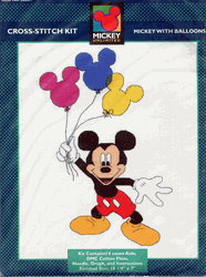 Mickey with Balloons,10x7" cross stitch kit (Disney)<br><font color=red>Rare</font>