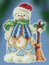 Mill Hill/Jim Shore, Clean Sweep Snowman, counted cross stitch Kit 4" x 5" (Mill Hill)