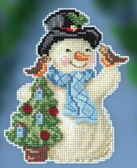 Mill Hill/Jim Shore, Feathered Friends Snowman, counted cross stitch Kit 4" x 5" (Mill Hill)