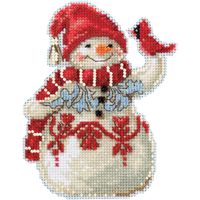 Mill Hill/Jim Shore, Snowman with Cardinal, counted cross stitch Kit 4" x 5" (Mill Hill)