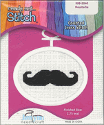 Mini Cross Stitch Kit & Frame, Moustache (Janlynn)