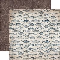 Mountain Air Collection, Tree trunks, fishing, double-sided scrapbook paper (Kaisercraft)