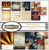 Movie Night Collection Kit, 8 double-sided scrapbook papers & sticker sheet (Reminisce)