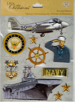 Navy, Military Sticker Medley, 3D scrapbook stickers (K&Company)