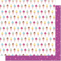 Dear Lizzy Here & Now Collection, Sweet Summer, double-sided, ice cream cones, food scrapbook paper (American Crafts)