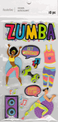 ZUMBA, 3D scrapbook stickers 4x7" (Recollections)