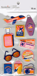 Jet Setter, vacation, 3D scrapbook stickers 4x7" (Recollections) 