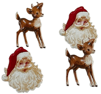 Santa & deer, Christmas scrapbook brads, 12/pk (Eyelet Outlet)