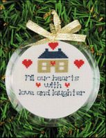 Ornament, acrylic, 3-inch, scrapbook, cross stitch, photos