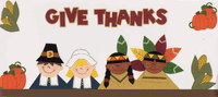 Overalls, Give Thanks, scrapbook sticker, 5" x 12" (EK Success)