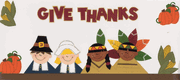 Overalls, Give Thanks, scrapbook sticker, 5" x 12" (EK Success)