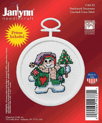 Patchwork Snowman, Mini Christmas Kits with frame, cross stitch (Janlynn) 