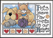 Paw Prints, STAMPED Jiffy Mini Kit, cross stitch kit (Dimensions)