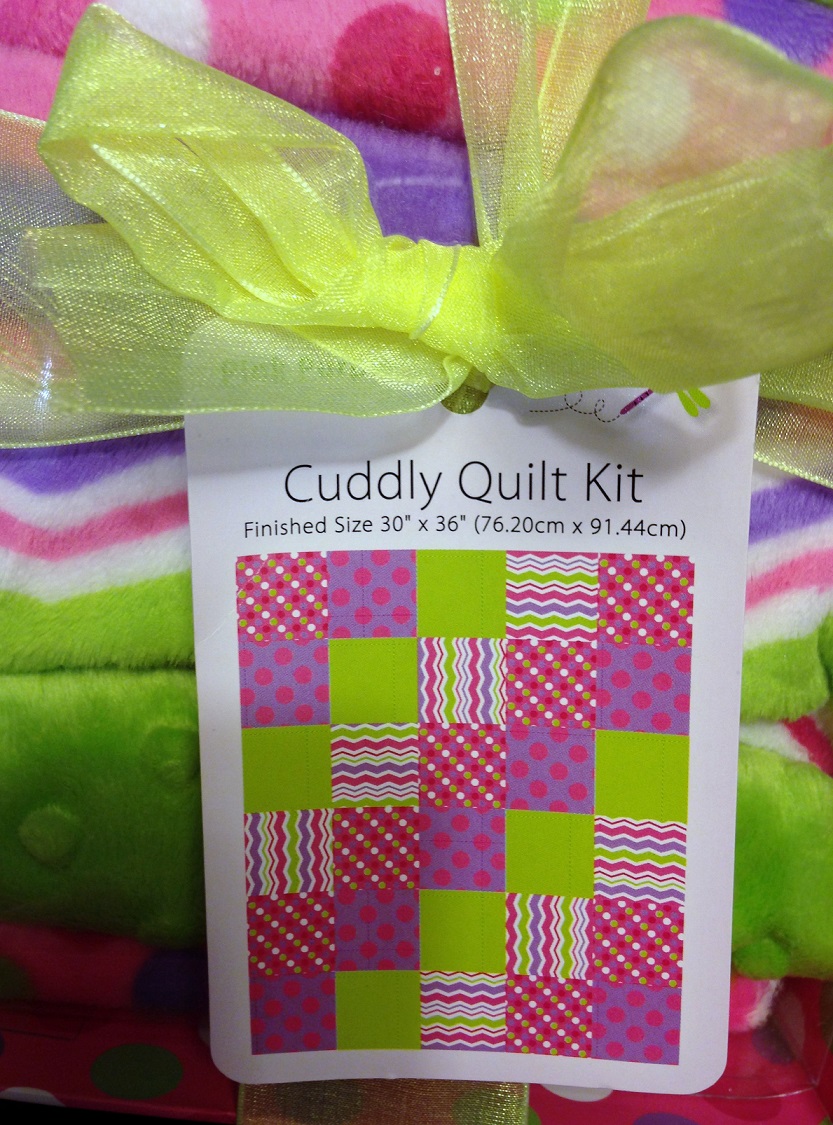 Cuddly Quilt Kit, Pink Purple, pink, puple & green, 30x36" (Fabric