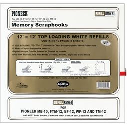 Pioneer Album Refill, 5/pk:White inserts (RMW5) 12" x 12"