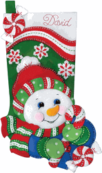 Design Works: Candy Cane Snowman, Christmas stocking felt applique kit