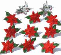 Poinsettia, scrapbook brads, 12/pack (Eyelet Outlet)
