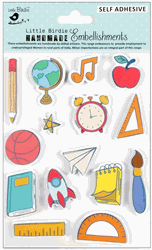 School Essentials, 3D Scrapbook glitter stickers, 15/pk (Little Birdie)