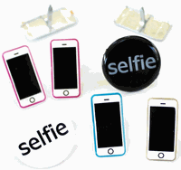 Selfie & Phones, scrapbook brads, 12/pack (Eyelet Outlet)