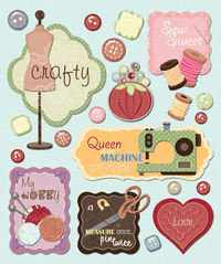 Sewing, crafts Sticker Medley, 3D scrapbook stickers (K&Company)