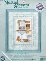 Matted Accents - Reading Room Retreat, cross stitch kit & mat<br><font color=red>25% off</font>