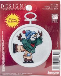 Skating Snowman, Mini Christmas Kits with frame, cross stitch (Janlynn)<br><font color=red>New for 2025</font>