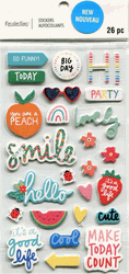 Smile & Greetings, 3-D scrapbook stickers (Recollections)