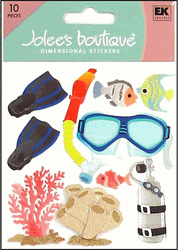  Snorkeling, sports 3D scrapbook stickers (Jolee's Boutique) 