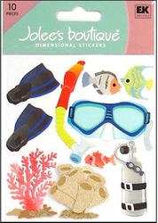  Snorkeling, sports 3D scrapbook stickers (Jolee's Boutique) 