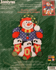 Snowman and Stockings Wall Hanging, Christmas plastic canvas kit (Janlynn)