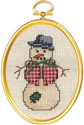 Snowman Kit & Frame, Dapper Snowman, cross stitch (Janlynn)