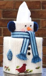Snowman, tissue box cover, plastic canvas kit (Mary Maxim)