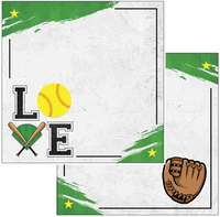 Softball Love, double-sided 12x12" scrapbook paper (Scrapbook Customs)