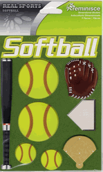 Softball, sports, dimensional scrapbook stickers (Reminisce)