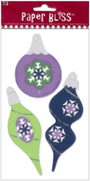 Christmas - Sparkle ornaments, 3D Cardstock scrapbook stickers (Paper Bliss) 