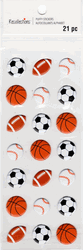 Sports Balls - Baseball, Football, Basketball, Soccer, 3D scrapbook stickers 3x7" (Recollections)<br><font color=red>40% off</font>