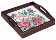 Square Tray, MAHOGANY, 10", cross stitch (Sudberry House)