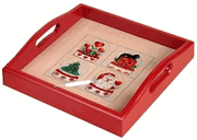 Square Tray, RED, 10", cross stitch (Sudberry House)