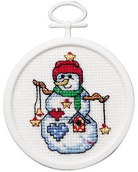 Starry Snowman, Mini Christmas Kits with frame, cross stitch (Janlynn)
