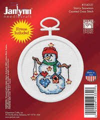 Starry Snowman, Mini Christmas Kits with frame, cross stitch (Janlynn) 
