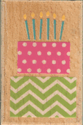 Studio G, Wood Mounted Rubber Stamp, Birthday Cake w/Candles<br><font color=red>50% off</font>